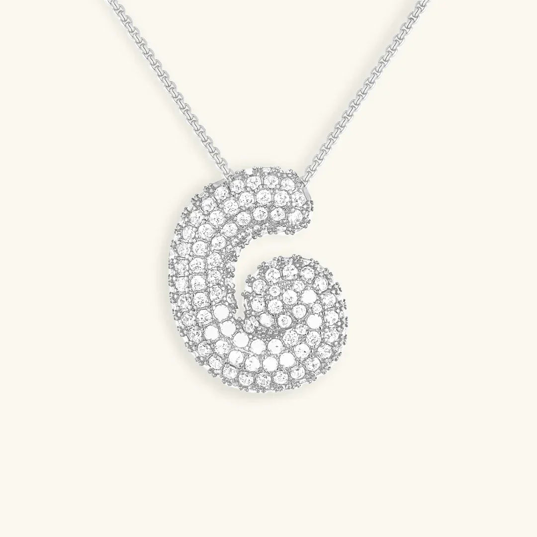 [AuraEcho]Bubble Initial Diamond Necklace