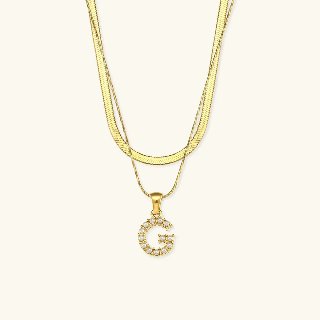 [AuraEcho]Fiona Layered Gold Initial Letter Necklace