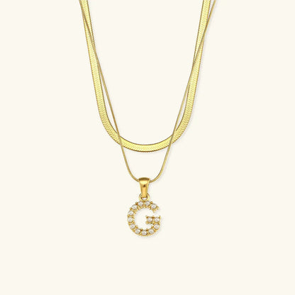 [AuraEcho]Fiona Layered Gold Initial Letter Necklace