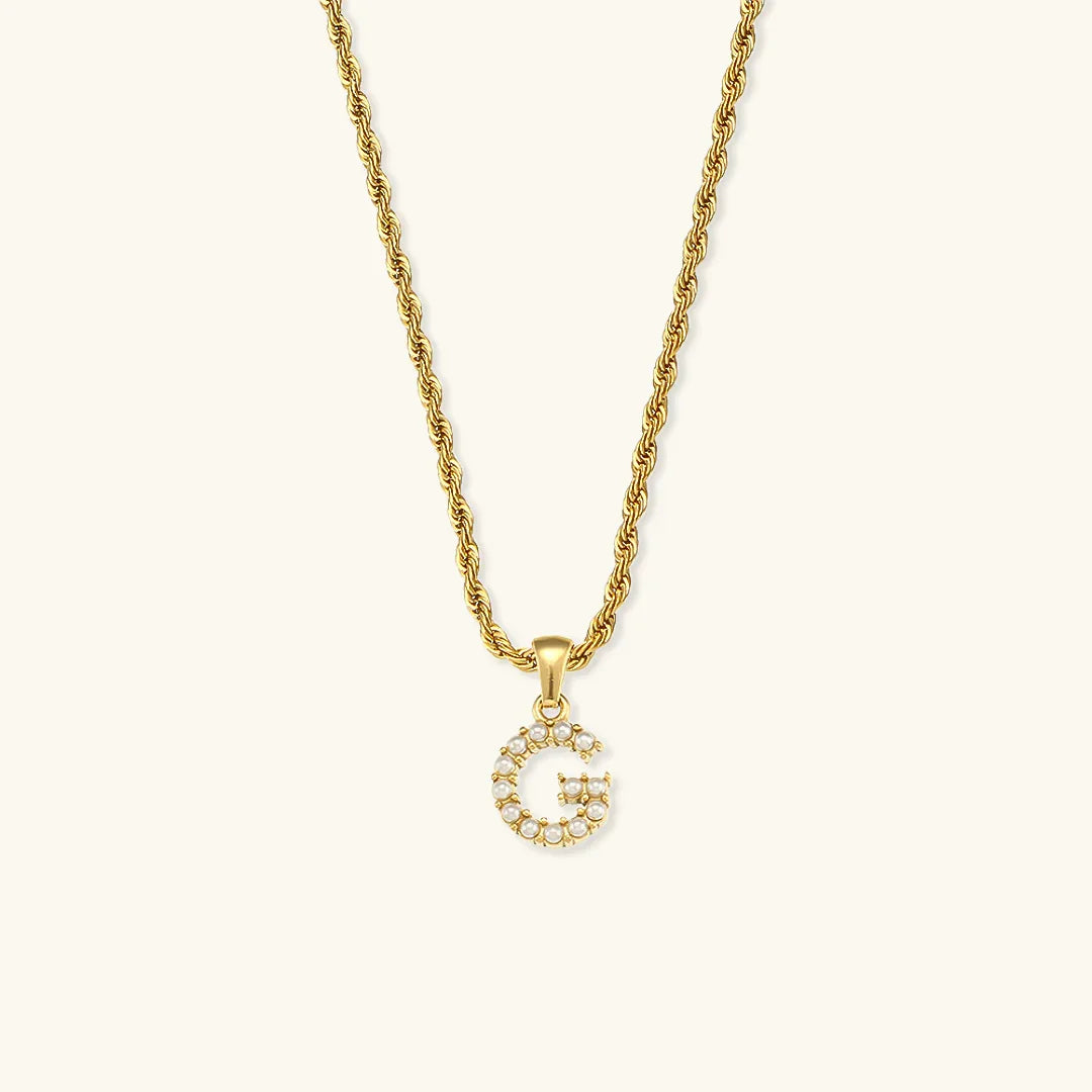 [AuraEcho]Elodie Initial Letter Pearl Necklace
