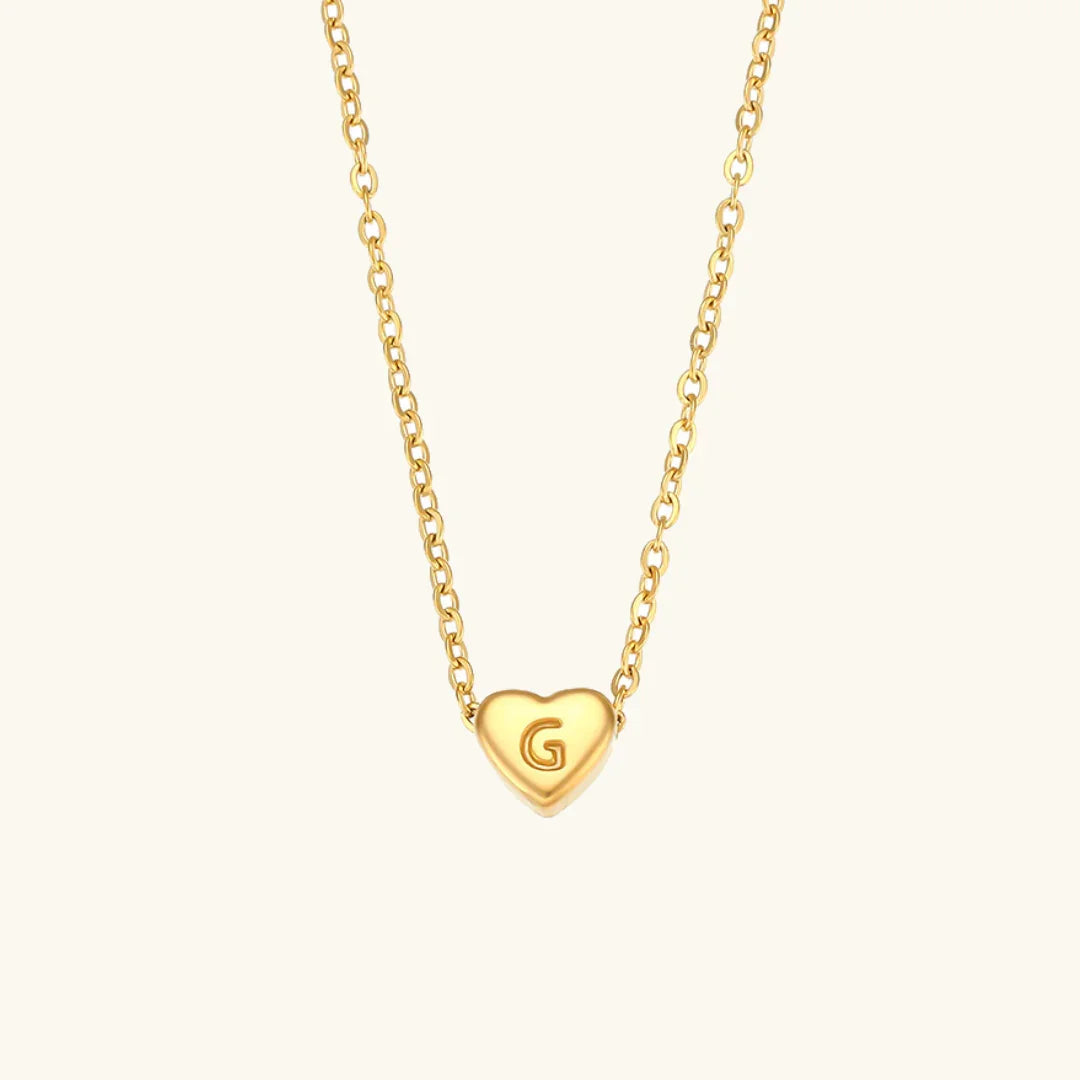 [AuraEcho]Heart Initial Gold Necklace