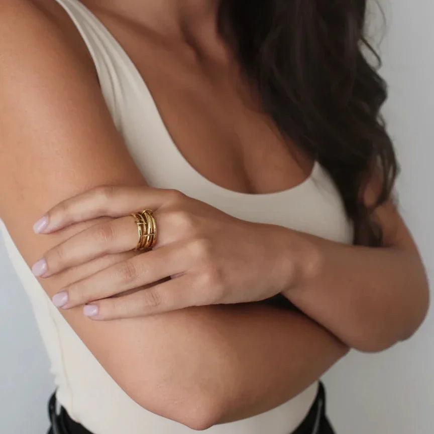 [AuraEcho]Christabel Diamond Ring Stack