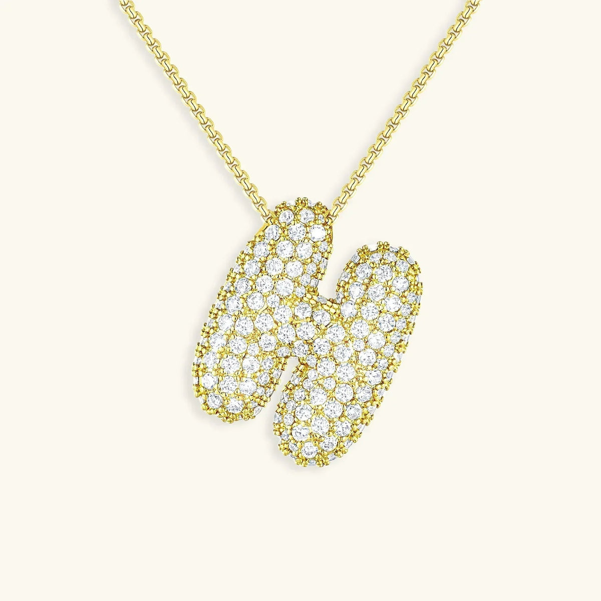 [AuraEcho]Bubble Initial Diamond Necklace