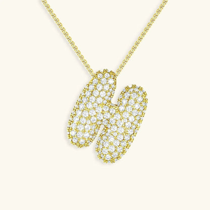 [AuraEcho]Bubble Initial Diamond Necklace