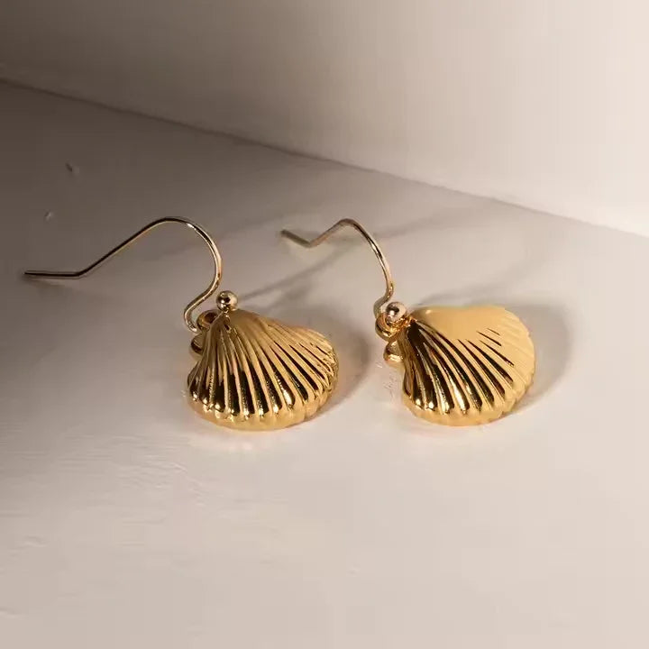 [AuraEcho]Breeze Gold Seashell Earrings