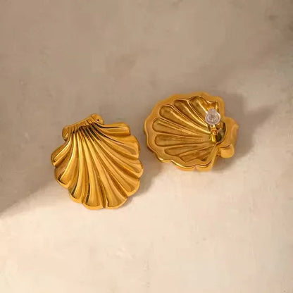 [AuraEcho]Bayside Gold Seashell Earrings