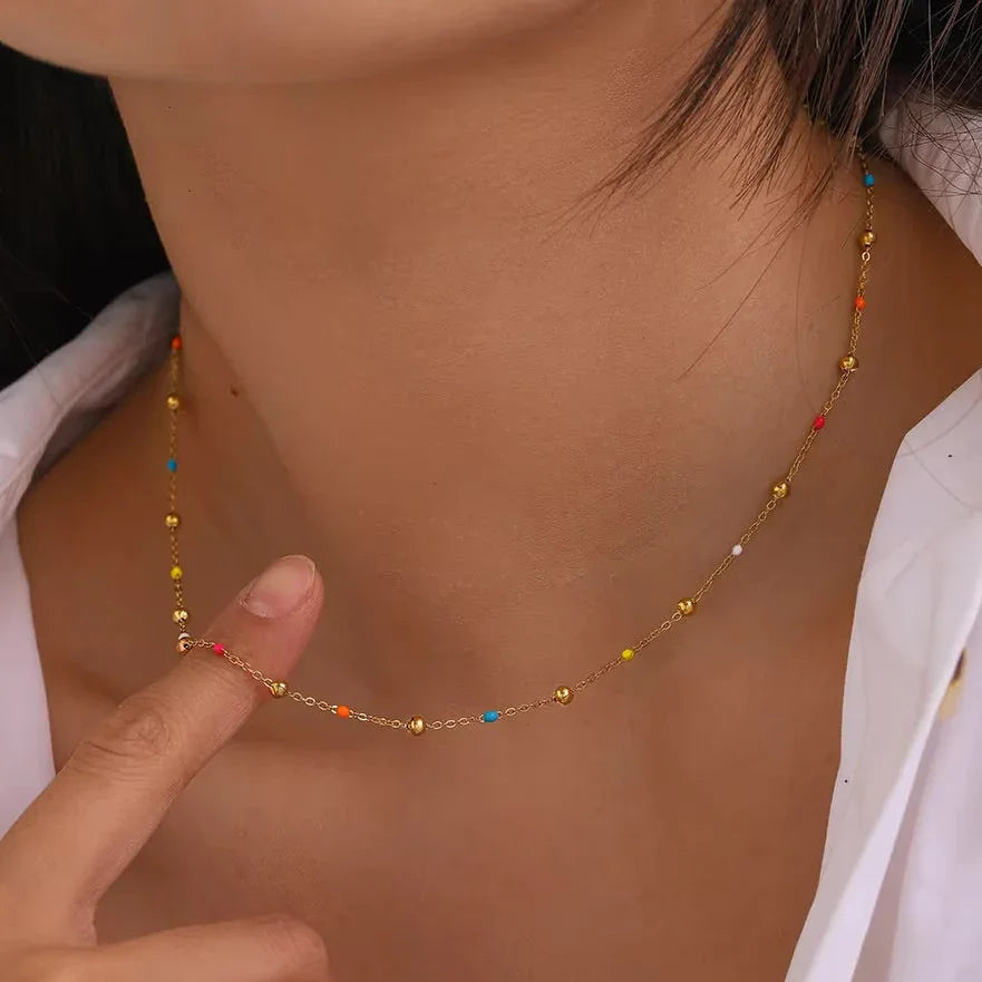 [AuraEcho]Amphitrite Gold Chain Bead Necklace