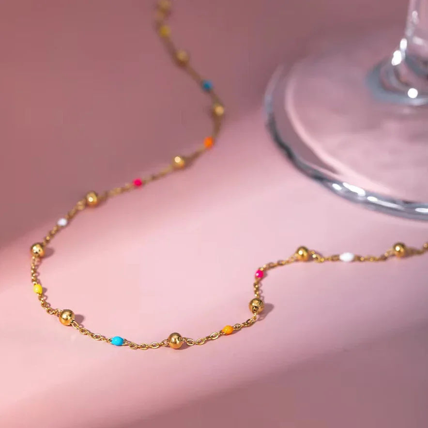 [AuraEcho]Amphitrite Gold Chain Bead Necklace