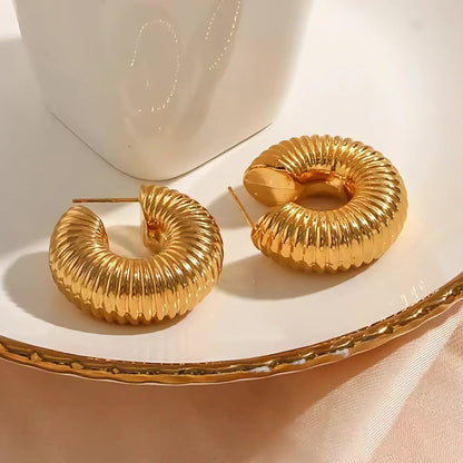 [AuraEcho]Aubrey Textured Gold Hoops