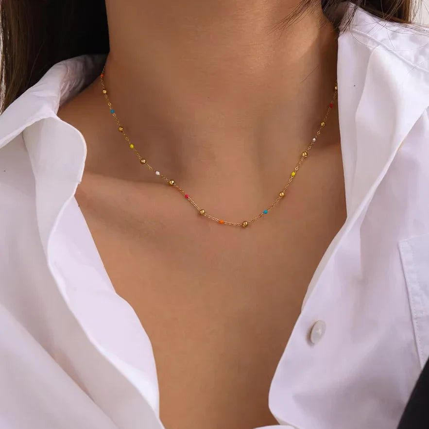 [AuraEcho]Amphitrite Gold Chain Bead Necklace