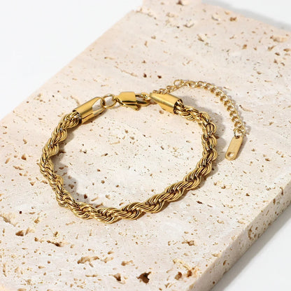 [AuraEcho]Clara Rope Chain Gold Bracelet