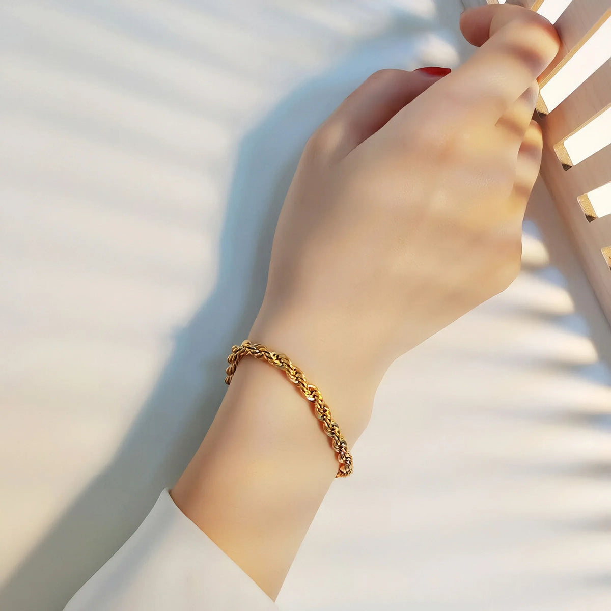 [AuraEcho]Clara Rope Chain Gold Bracelet