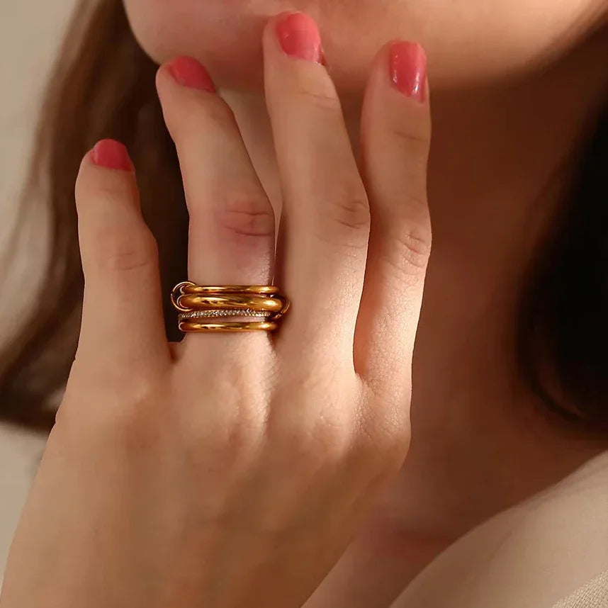 [AuraEcho]Christabel Diamond Ring Stack