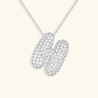 [AuraEcho]Bubble Initial Diamond Necklace