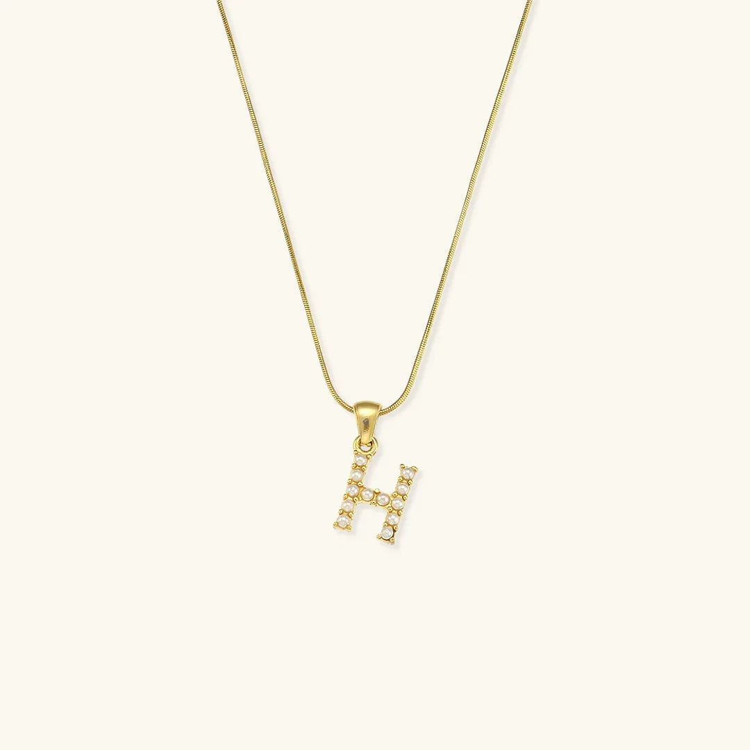 [AuraEcho]Augustine Initial Letter Pearl Necklace