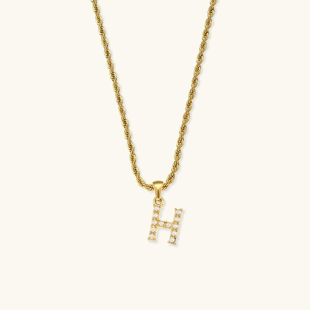 [AuraEcho]Elodie Initial Letter Pearl Necklace