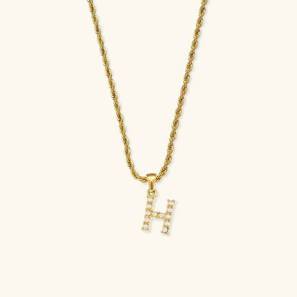 [AuraEcho]Elodie Initial Letter Pearl Necklace