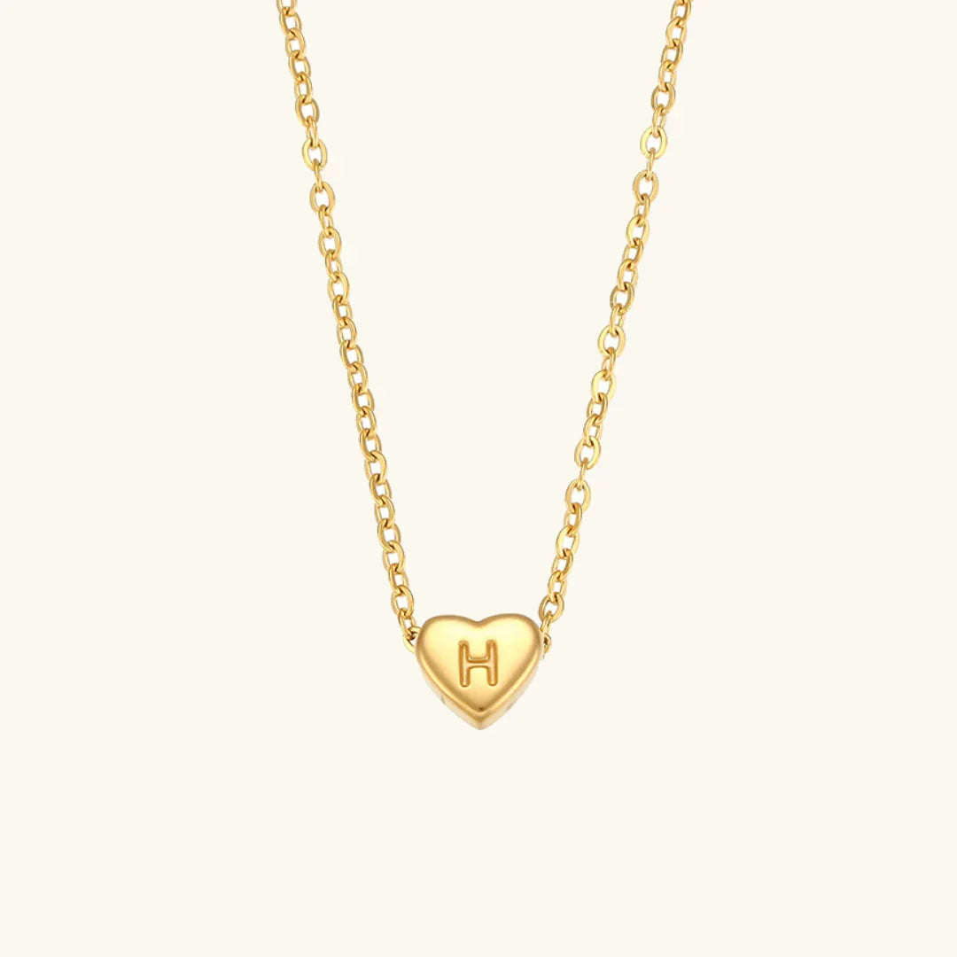 [AuraEcho]Heart Initial Gold Necklace