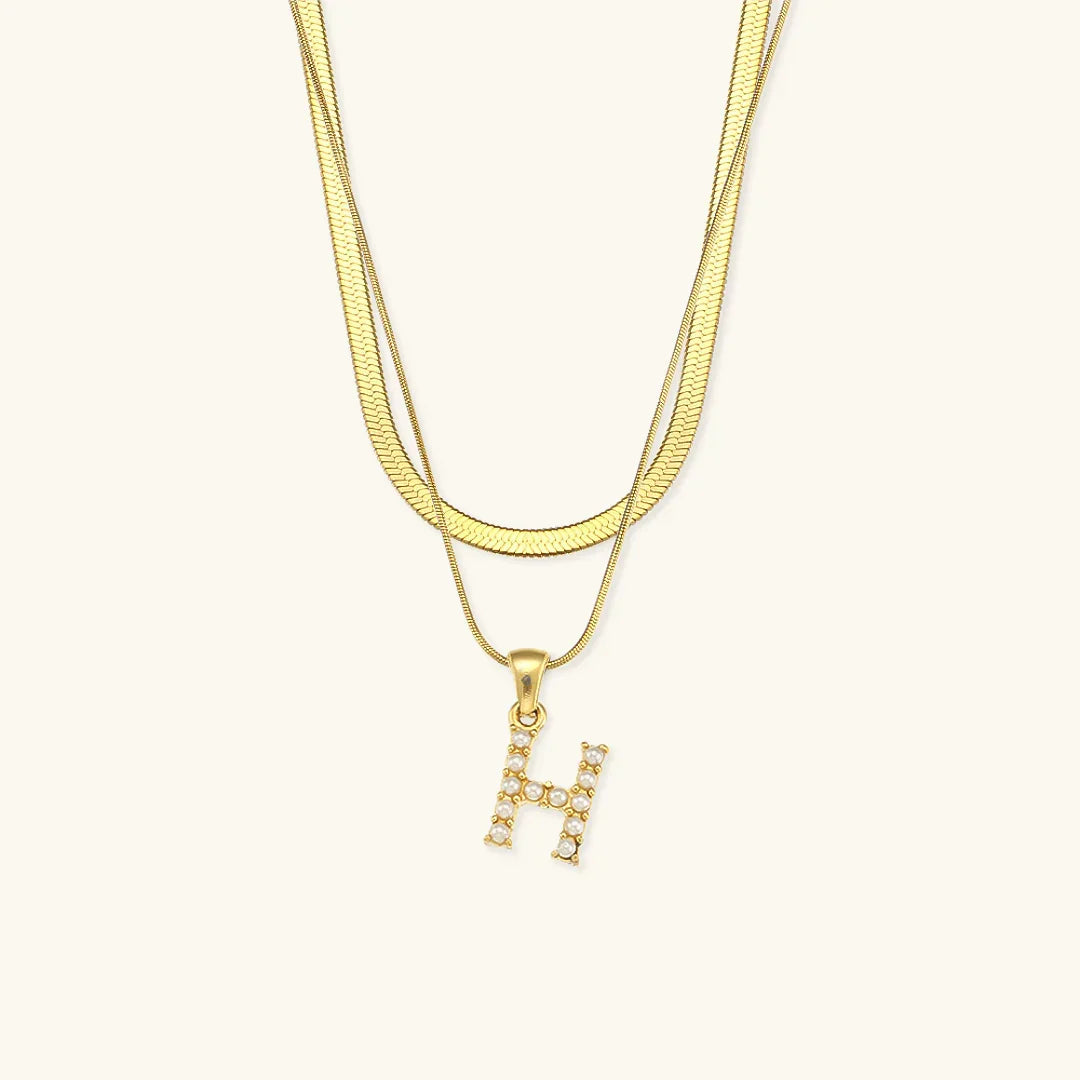 [AuraEcho]Fiona Layered Gold Initial Letter Necklace