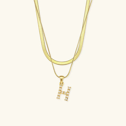 [AuraEcho]Fiona Layered Gold Initial Letter Necklace