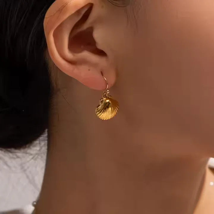 [AuraEcho]Breeze Gold Seashell Earrings