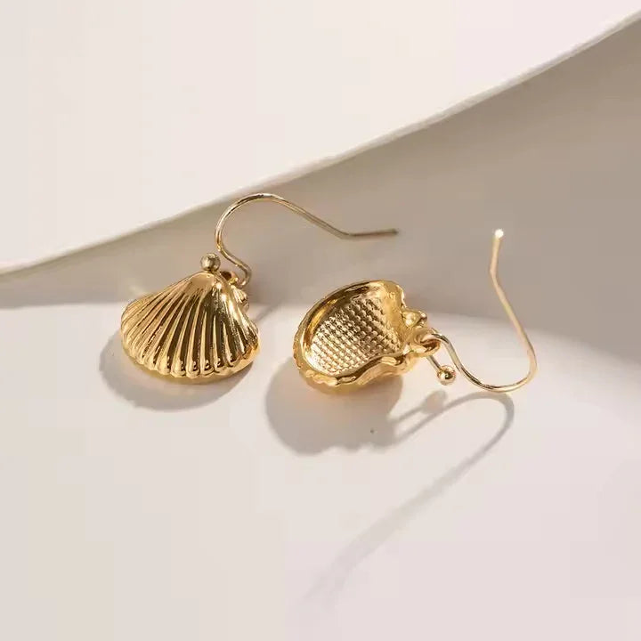 [AuraEcho]Breeze Gold Seashell Earrings