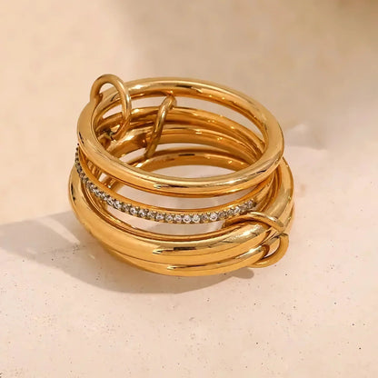 [AuraEcho]Christabel Diamond Ring Stack