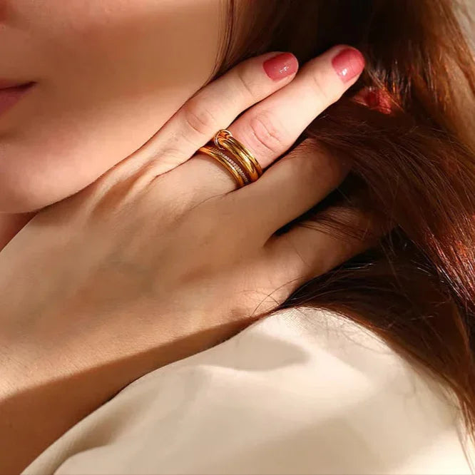 [AuraEcho]Christabel Diamond Ring Stack