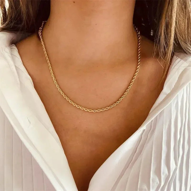 [AuraEcho]Calle Rope Chain Gold Necklace