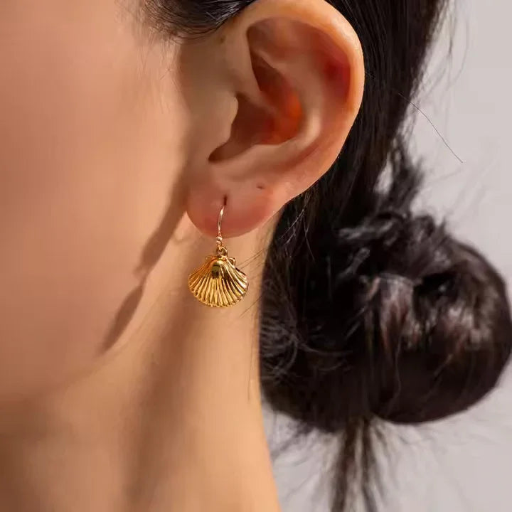 [AuraEcho]Breeze Gold Seashell Earrings