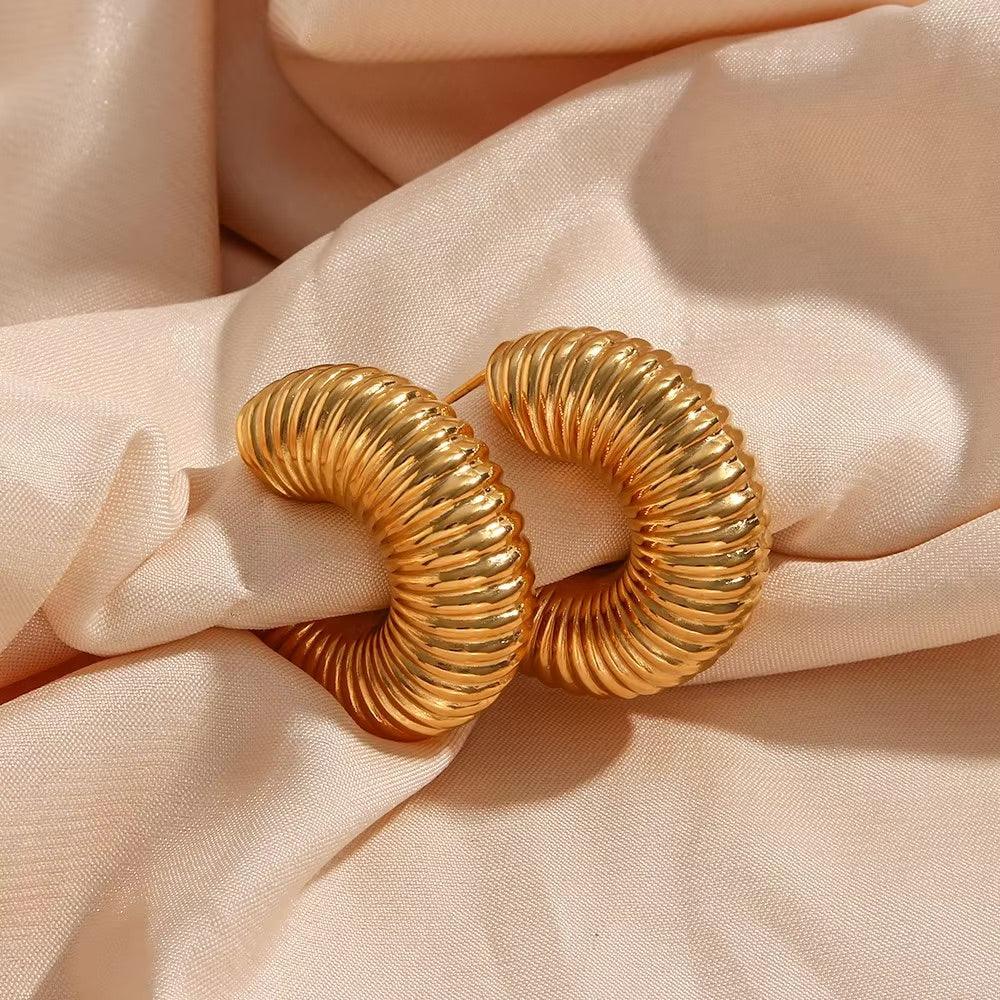 [AuraEcho]Aubrey Textured Gold Hoops