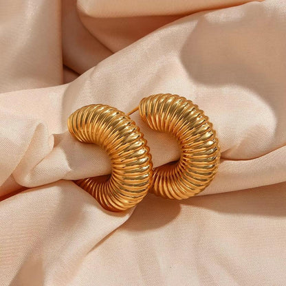 [AuraEcho]Aubrey Textured Gold Hoops