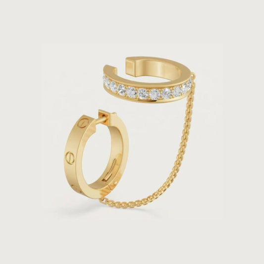 [AuraEcho]LOVE 3.0MM HALF DIAMOND EARRINGS