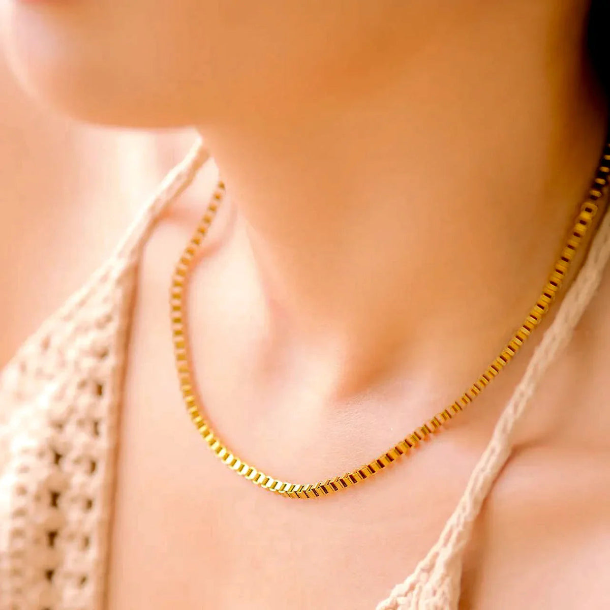 [AuraEcho]Danica Box Chain Gold Necklace