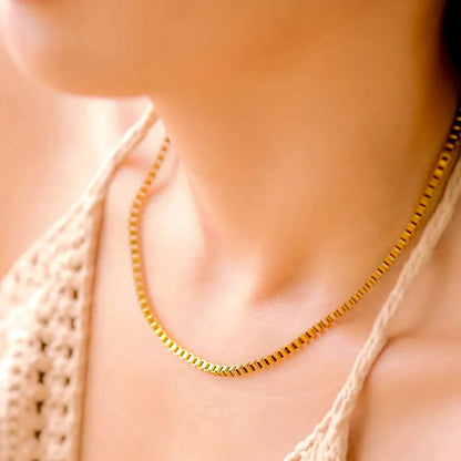 [AuraEcho]Danica Box Chain Gold Necklace