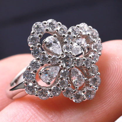 [AuraEcho]LOOP RING FULL MOTIF DIAMOND 16MM SILVE