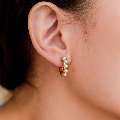 [AuraEcho]Irene Pearl Hoop Earrings