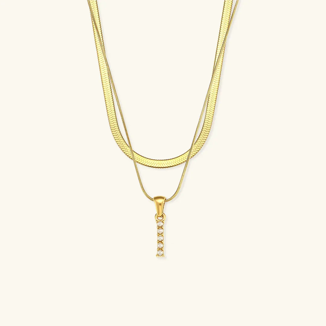 [AuraEcho]Fiona Layered Gold Initial Letter Necklace
