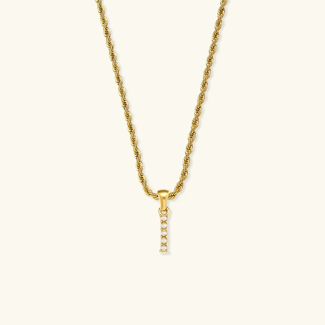 [AuraEcho]Elodie Initial Letter Pearl Necklace