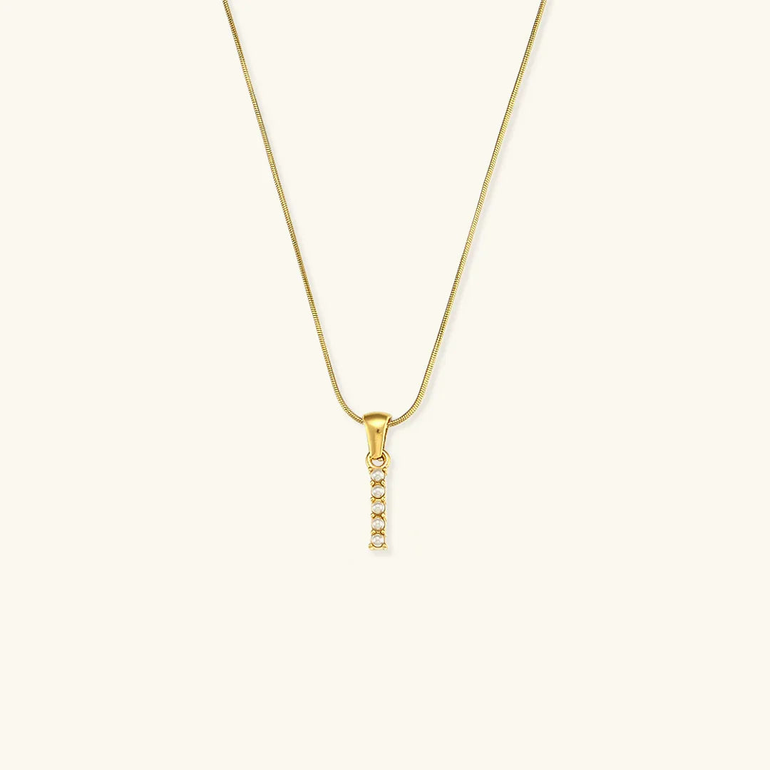 [AuraEcho]Augustine Initial Letter Pearl Necklace