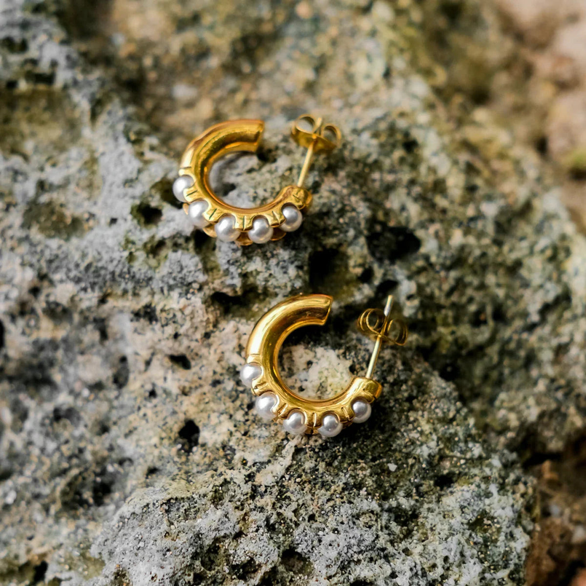 [AuraEcho]Irene Pearl Hoop Earrings