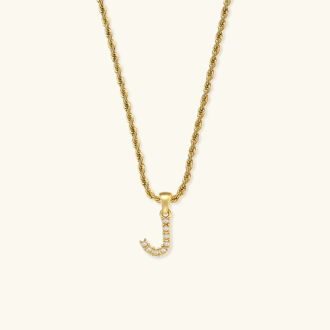 [AuraEcho]Elodie Initial Letter Pearl Necklace