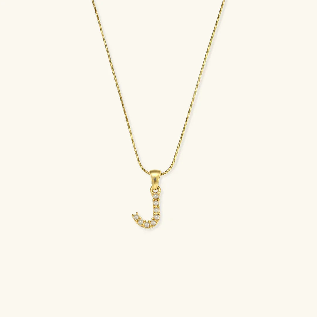 [AuraEcho]Augustine Initial Letter Pearl Necklace