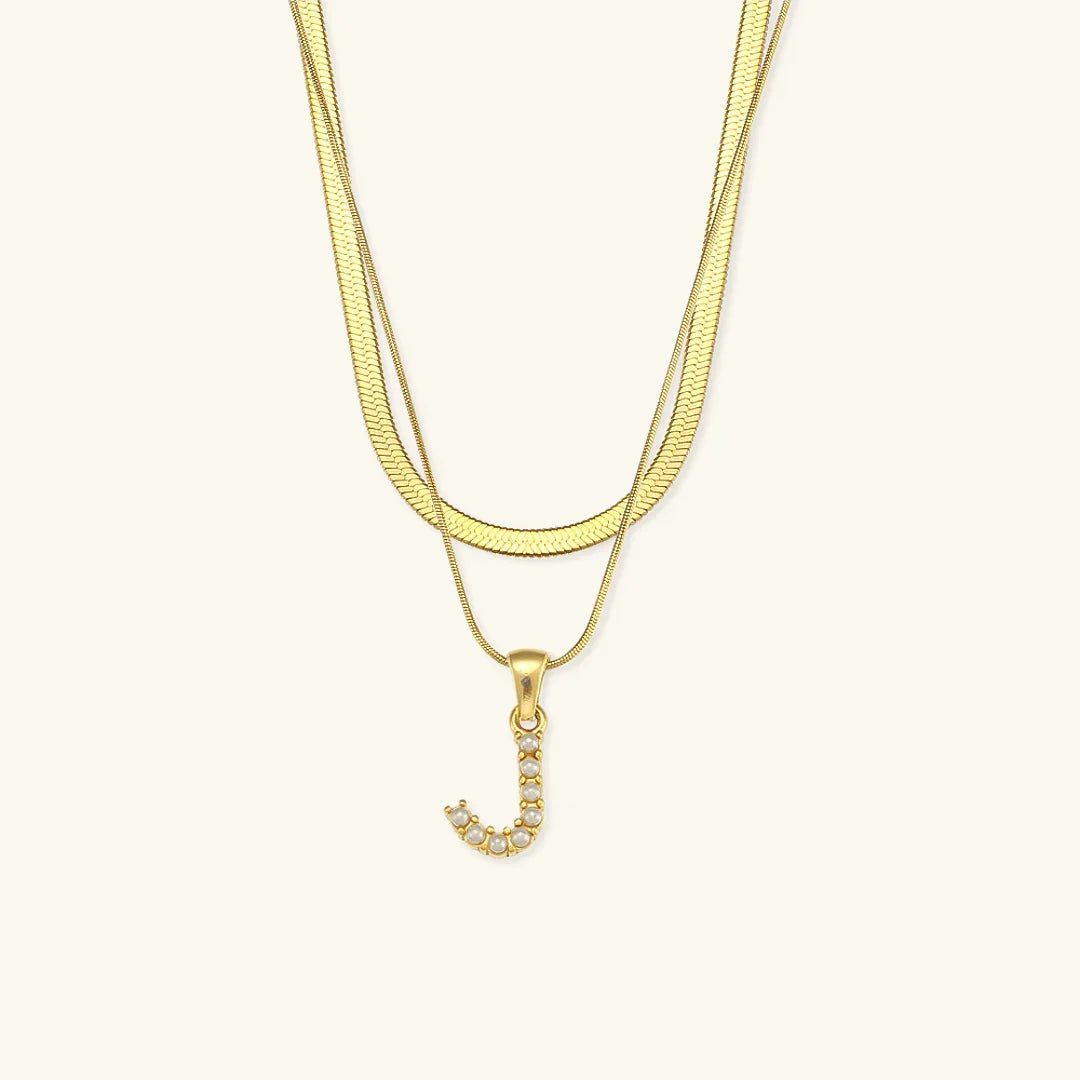 [AuraEcho]Fiona Layered Gold Initial Letter Necklace