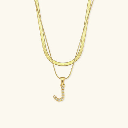 [AuraEcho]Fiona Layered Gold Initial Letter Necklace