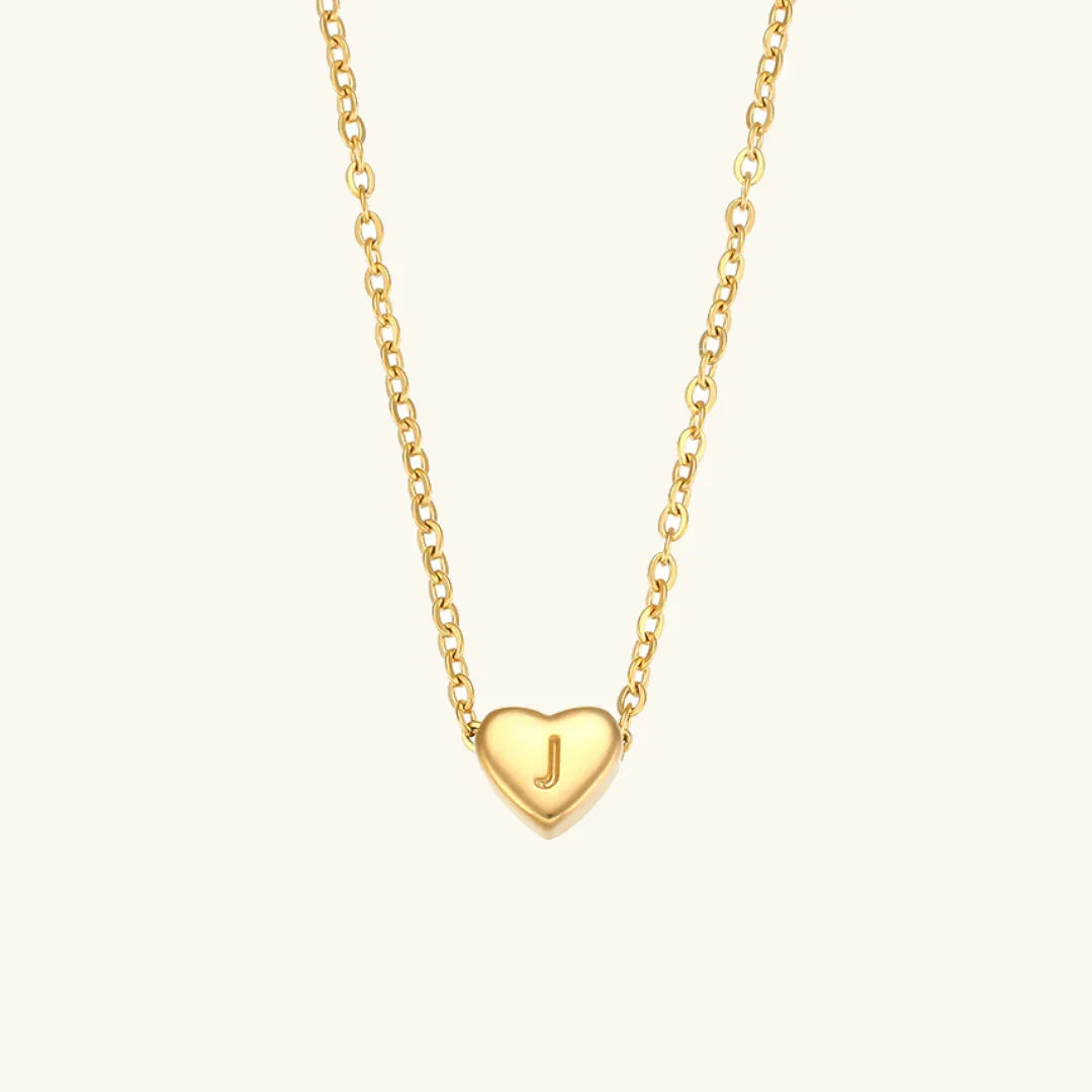 [AuraEcho]Heart Initial Gold Necklace