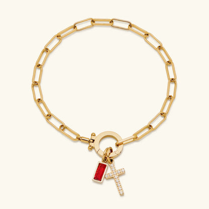 [AuraEcho]Annabella Birthstone Cross Bracelet