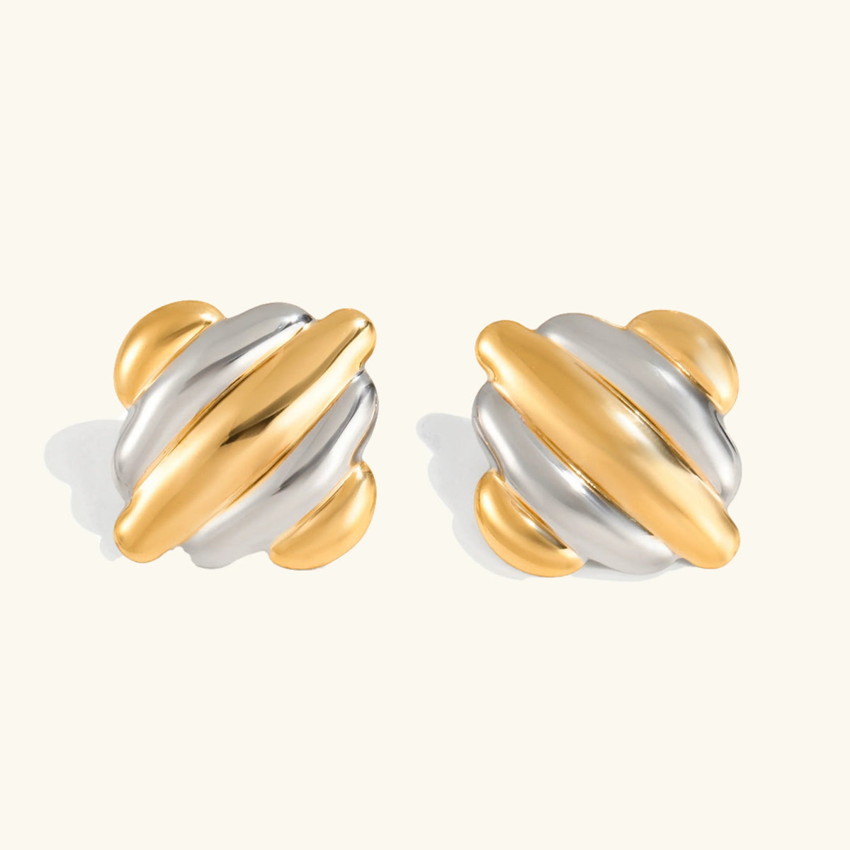 [AuraEcho]Maxine Rippled Gold Earrings