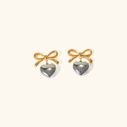 [AuraEcho]Rowanne Two Tone French Knot Heart Earrings