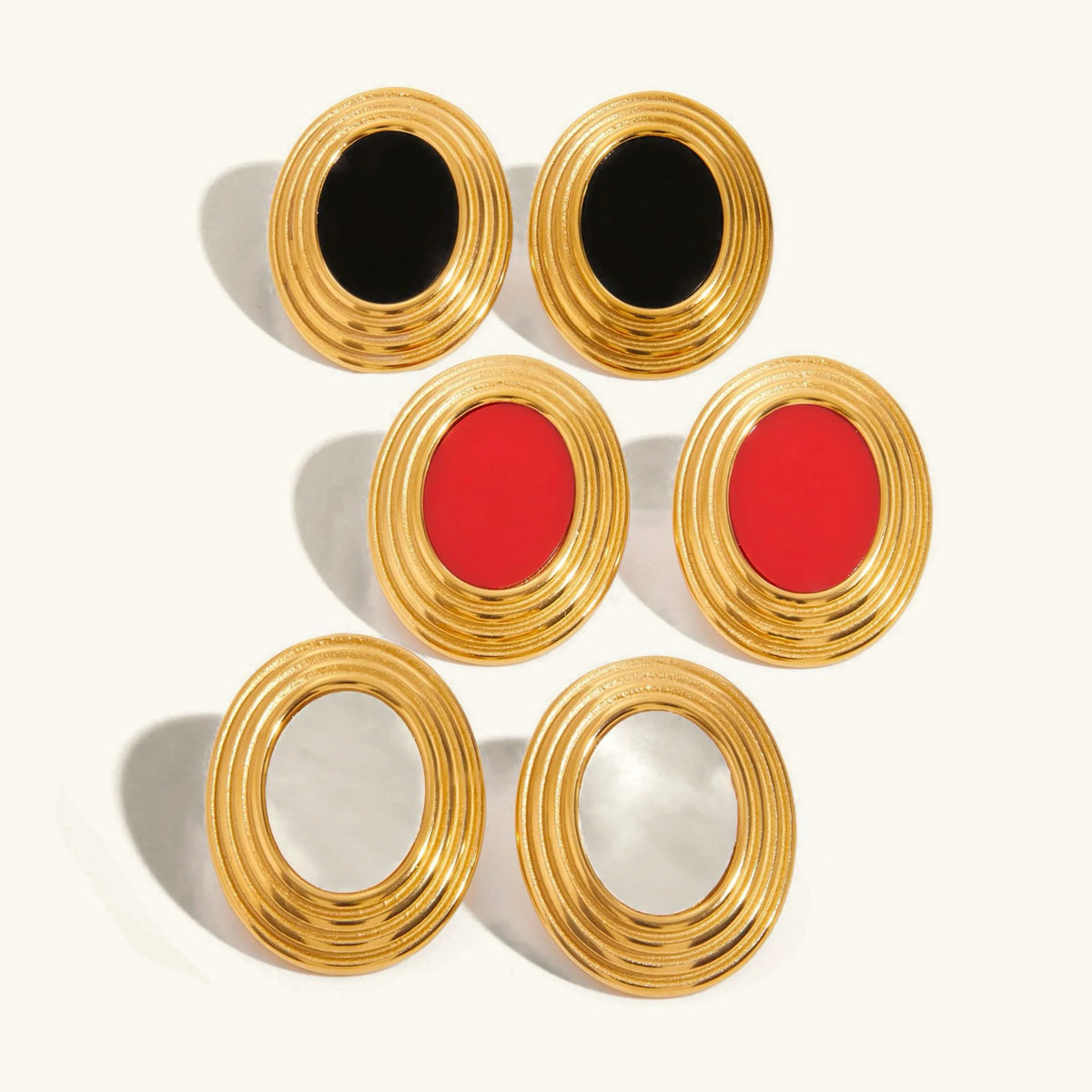 [AuraEcho]Ruthie Gold Enamel Earrings